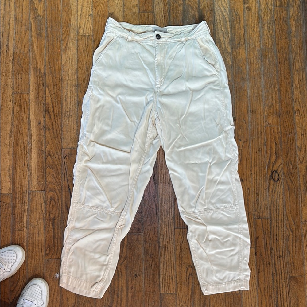 Everlane Cream Trousers Relaxed Fit Lightweight